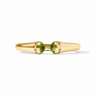 Julie Vos Gold Rainbow Demi Cuff Iridescent Palmetto Green with Shades of Jadehalo Stones