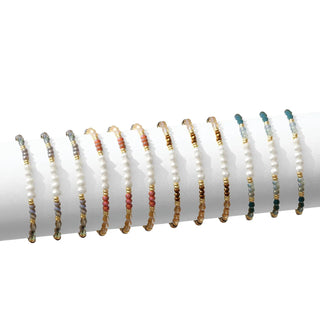 Splendid Iris Crystal and Pearl Stretch Bracelet