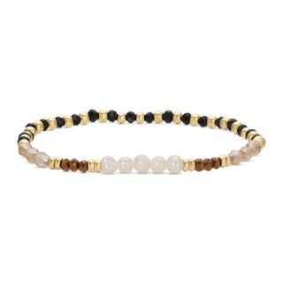 Splendid Iris Crystal and Pearl Stretch Bracelet Brown/Black