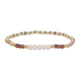 Splendid Iris Crystal and Pearl Stretch Bracelet Peach/Red