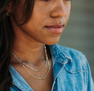 Splendid Iris Gold Ball Accented Layered Necklace