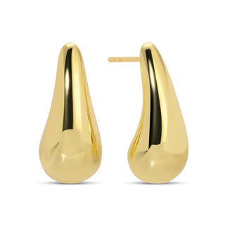 Splendid Iris Gold Long Teardrop Studs
