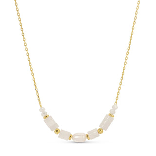 Splendid Iris Sweet and Delicate Pearl and Stone Necklace
