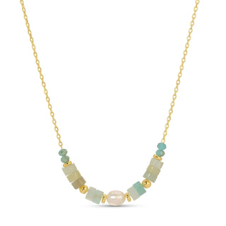 Splendid Iris Sweet and Delicate Pearl and Stone Necklace