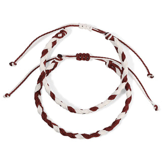 Maroon & White Braided Team Bracelets