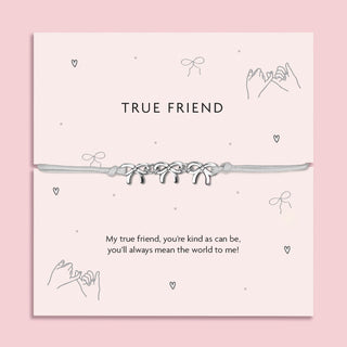 Silver True Friend Bow Charm Gifting Bracelet