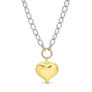 Splendid Iris Two-Tone Bubble Heart Statement Necklace with CZ Detail