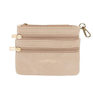 Save The Girls Vegan Leather Zippered Pouch Taupe