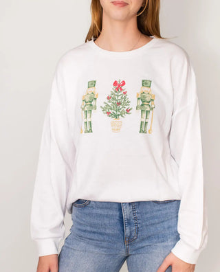 White Watercolor Nutcracker Trio Sweatshirt
