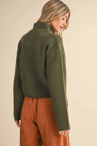 FLORAL ZIP UP SWEATER CARDIGAN WITH ZIPPER CLOSURE, DROP SHOULDER, AND LONG SLEEVES