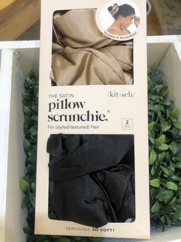 Satin Sleep Pillow Scrunchies - Black/Gold